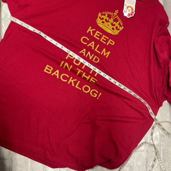 Red Keep calm and put it on the backlog shirt 3X - Picture 4 of 6
